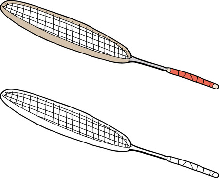 Single isolated badminton racket on isolated white backgroundのイラスト素材