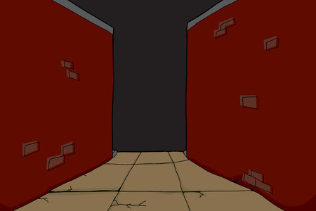 Dark empty alley in side with blank backgroundのイラスト素材