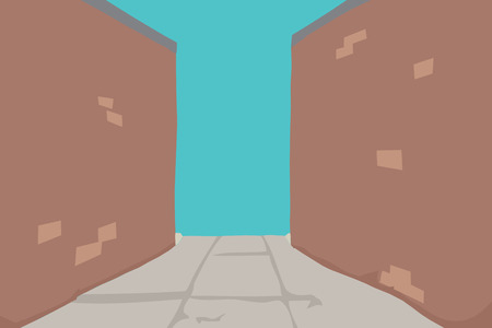 Abstract alley with sidewalk and brick wallsのイラスト素材