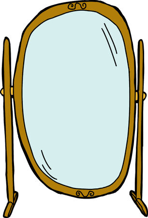 Empty tall dressing mirror on isolated backgroundのイラスト素材