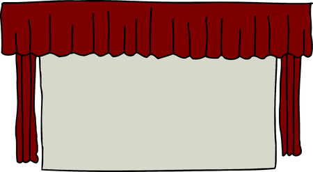 Single isolated movie screen with red curtainsのイラスト素材
