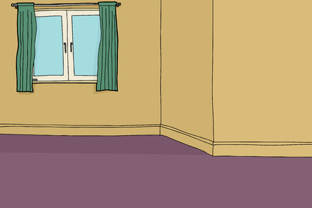Empty living room with window in cornerのイラスト素材