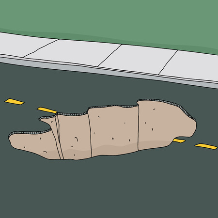 Cartoon background of large sinkhole in streetのイラスト素材