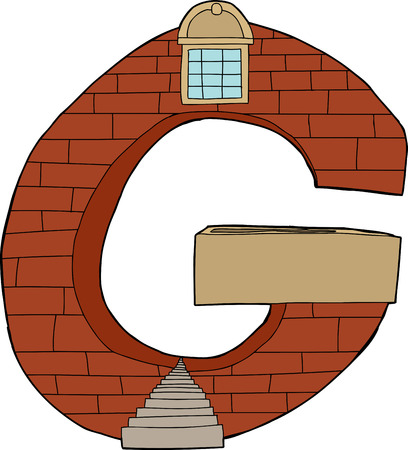 Letter "G" in architectural details over white backgroundのイラスト素材