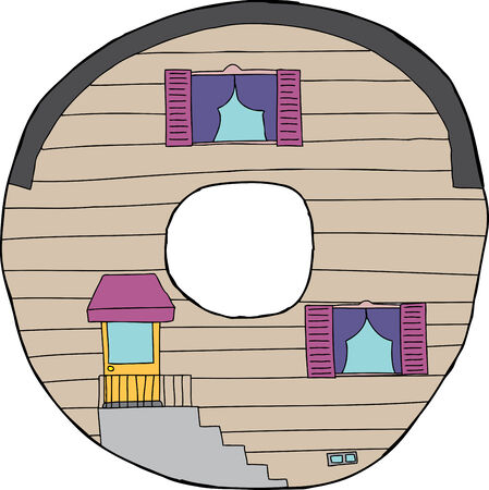 Single home in the shape of the letter Oのイラスト素材