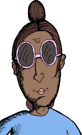 Single cheerful Indian woman with pink sunglassesのイラスト素材