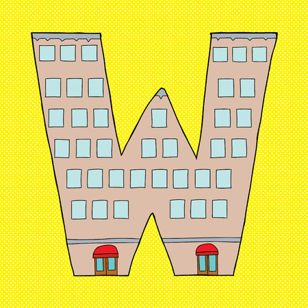 W letter in shape of tall hotel buildingのイラスト素材