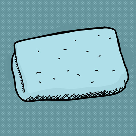 Folded blue washcloth cartoon over halftone backgroundのイラスト素材