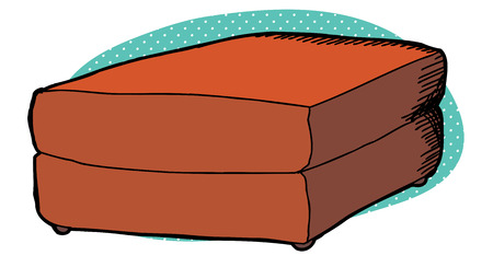 Red foot rest furniture cartoon with blue halftoneのイラスト素材