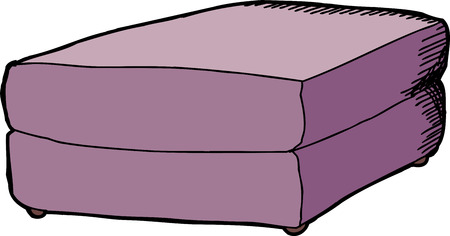 Single purple cartoon ottoman over white backgroundのイラスト素材