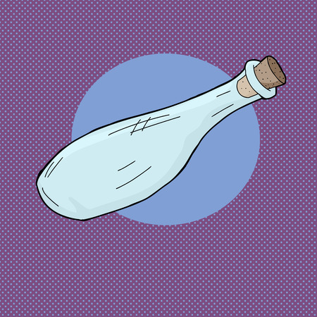 Single glass corked bottle over purple backgroundのイラスト素材