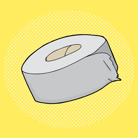 Hand drawn cartoon duct tape roll over yellowのイラスト素材