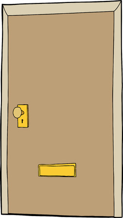 Hand drawn cartoon door with closed mail slotのイラスト素材
