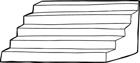 Cartoon outline of hand drawn steps over white backgroundのイラスト素材