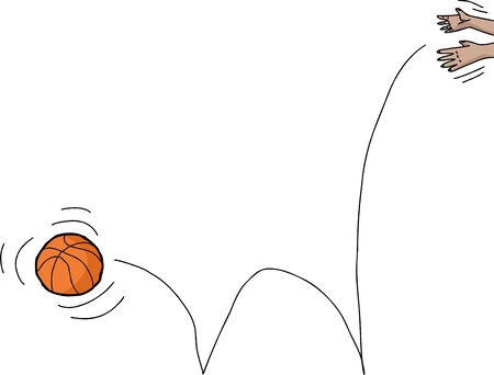 Cartoon of hands dropping basketball over isolated backgroundのイラスト素材