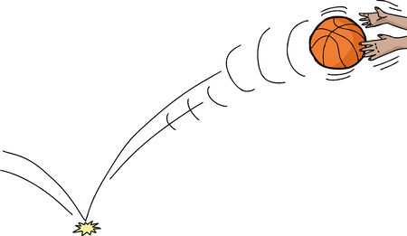 Cartoon of ball being passed to hands over whiteのイラスト素材