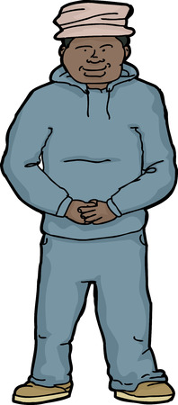 Confident young Black male in sweatsuit over whiteのイラスト素材