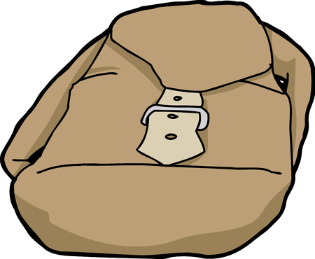 Single brown closed backpack over white backgroundのイラスト素材