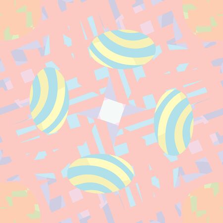 Set of four striped eggs in abstract seamless patternのイラスト素材