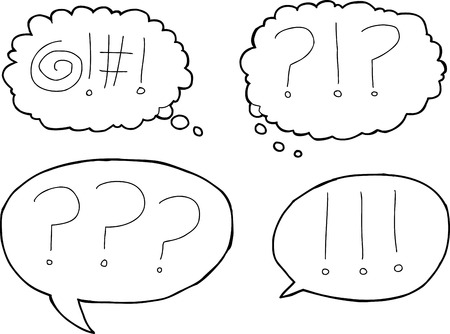 Set of four outlined expression icons in dialog bubblesのイラスト素材