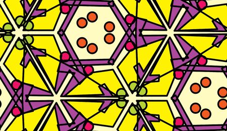 Seamless background pattern with red, yellow and purple shapesのイラスト素材