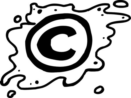 Hand drawn outlined cartoon copyright symbol on whiteのイラスト素材