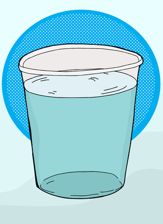 Cartoon of full cup of water over blue backgroundのイラスト素材