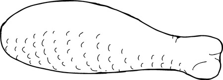 Outlined hand drawn raw poultry meat drumstick cartoonのイラスト素材