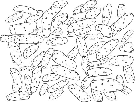 Outline cartoon of crunchy sesame sticks snacks illustrationのイラスト素材