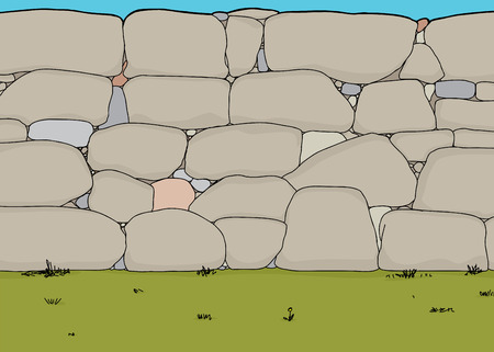 Background cartoon wall of large rocks and bouldersのイラスト素材