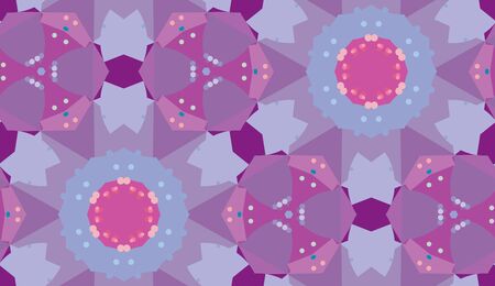 Repeating triangular floral background pattern in blue and purpleのイラスト素材