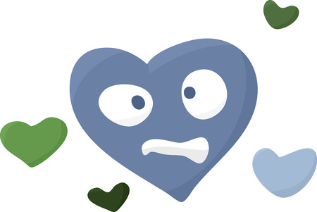 Confused cartoon symbol of a sick heartのイラスト素材