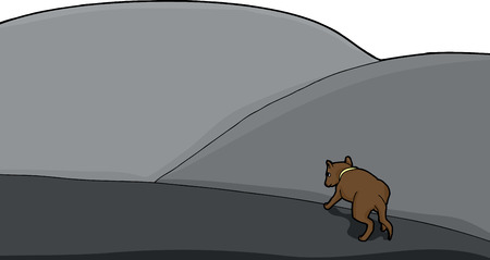 Cartoon of dog lost on gray hillsのイラスト素材