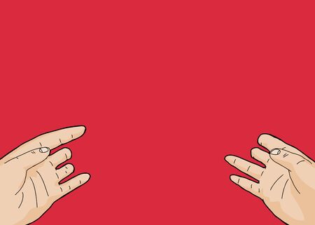 Pair of open disabled hands over red backgroundのイラスト素材