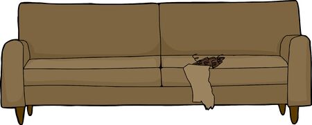 Single damaged sofa with hole over white backgroundのイラスト素材