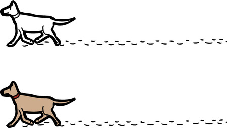 Isolate cartoon of footprints behind walking dogのイラスト素材
