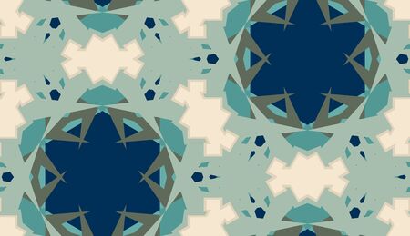 Kaleidoscope background as seamless pattern with blue star shapesのイラスト素材