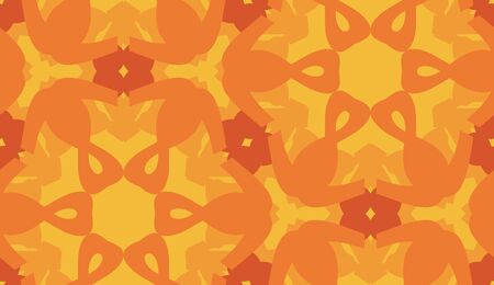 Orange symmetrical shapes in hexagonal kaleidoscope patternのイラスト素材
