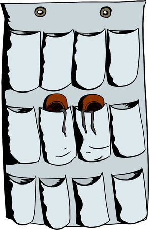Single pair of shoes in organizer over white backgroundのイラスト素材