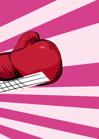 Close up of cartoon boxing glove in motion over pink backgroundのイラスト素材