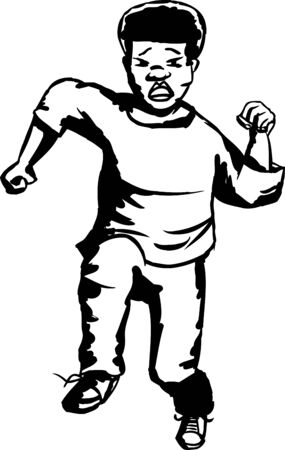 Single isolated children running over white backgroundのイラスト素材