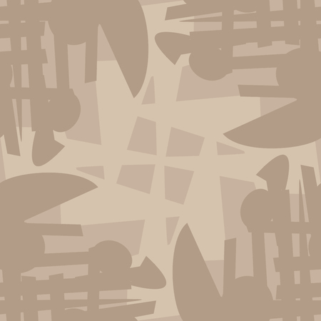 Seamless pattern of chaotic brown lines and circlesのイラスト素材