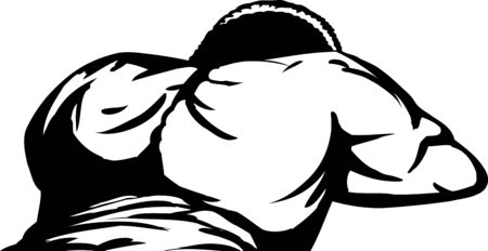Outlined African man laying face down bare backのイラスト素材