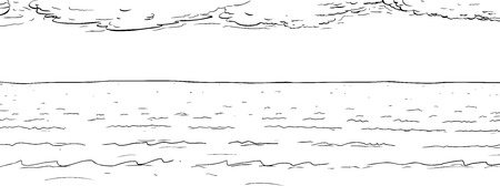 Background outline illustration of wide ocean water surfaceのイラスト素材