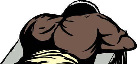 Isolated man laying face down on exam tableのイラスト素材