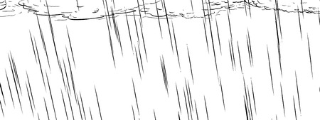 Outline illustration of dark clouds and falling rainのイラスト素材