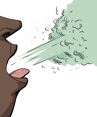 Single isolated close up of person sneezingのイラスト素材
