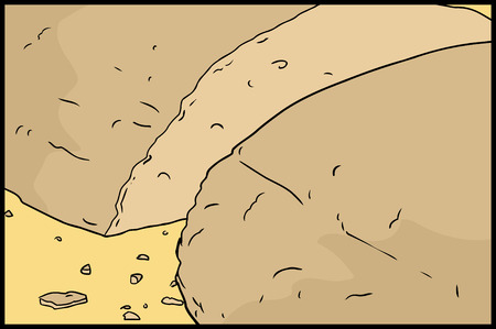 Cut loaf of bread with crumbs illustrationのイラスト素材