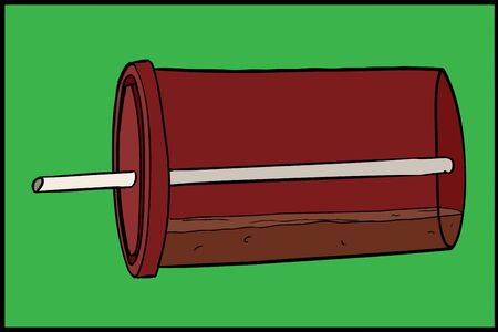 Closed lid cup with straw and soda tipped overのイラスト素材