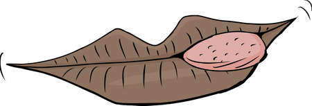 Isolated close up of grinning mouth licking lipsのイラスト素材